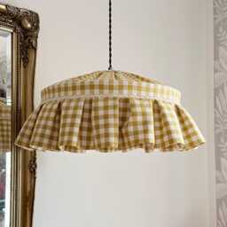 Gingham Lampshade in Multiple Colours, Handmade Cotton English Cottage Style - thumbnail 1