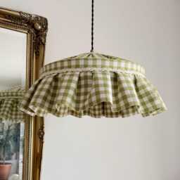Gingham Lampshade in Multiple Colours, Handmade Cotton English Cottage Style - thumbnail 3