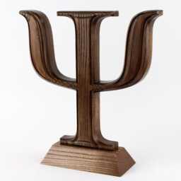 Hand Carved Wooden Psi Sign Sculpture Psychologist Gift - thumbnail 3