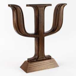 Hand Carved Wooden Psi Sign Sculpture Psychologist Gift - thumbnail 2