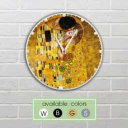 Gustav Klimt The Kiss Unique Gift, Silent Clock, Wall Colorful 12-Inch Modern Large Clock Gift For Her - thumbnail 2
