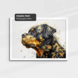 Rottweiler Gold Style Abstract Dog Oil Painting Framed Poster Print Or Canvas Wall Decor Art Bedroom Home Interior Gift For Pet Lover - thumbnail 3
