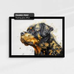 Rottweiler Gold Style Abstract Dog Oil Painting Framed Poster Print Or Canvas Wall Decor Art Bedroom Home Interior Gift For Pet Lover - thumbnail 2