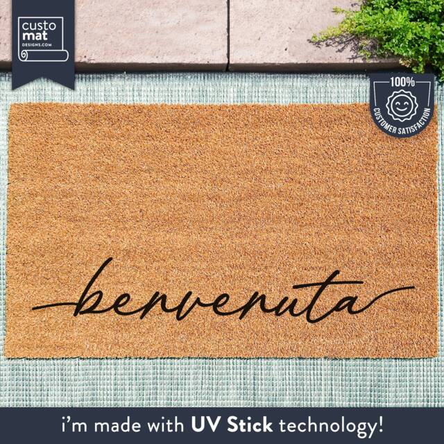 Italian Welcome Doormat - Italy Benvenuta European Custom Text Porch Decor Home Wedding Gift - image 1