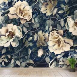 Floral Wallpaper, Dark Floral Wallpaper, Removable Wallpaper, Self Adhesive Wallpaper, Floral Wall Mural, Dark Mural, Peel & Stick Mural, Roses - thumbnail 3