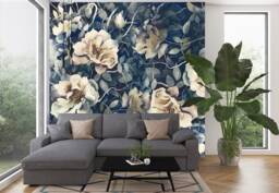 Floral Wallpaper, Dark Floral Wallpaper, Removable Wallpaper, Self Adhesive Wallpaper, Floral Wall Mural, Dark Mural, Peel & Stick Mural, Roses - thumbnail 1