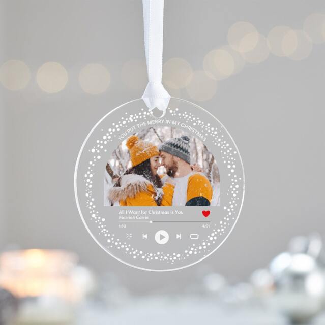 Personalised Music Christmas Ornament Bauble, Custom Gift For Best Friend, Sister, Boyfriend, Girlfriend, Mum, Grandma, Couple Xmas - image 1