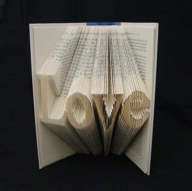Love Anniversary Gift Girlfriend Boyfriend Folded-Book Art Sculpture - image 1