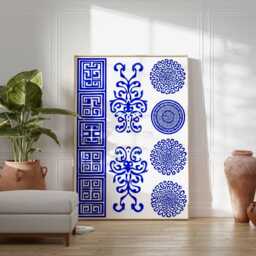 Greek Pattern Art Print, Blue Meander Wall Art, Hellenic Geometric Poster, Mediterranean Decor, Ancient Greece Inspired Print - thumbnail 3