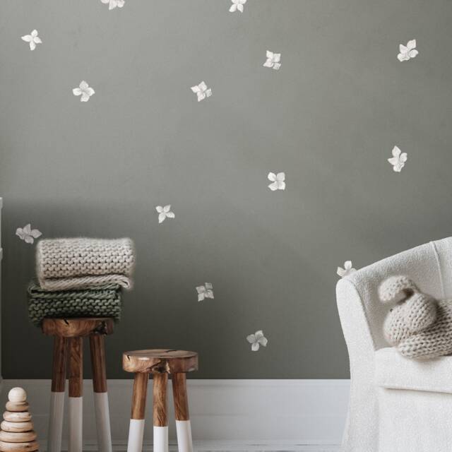 Wall Stickers - White Flower Wall Decal Set Watercolour Floral Stickers For Nursery D??cor By Dizzy Duck - image 1