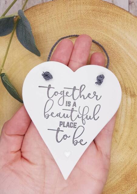 Together Is A Beautiful Place To Be Hanging Heart Gift, Family Keepsake, Love Token, Wedding, Anniversary, Engagement, House Decoration - image 1