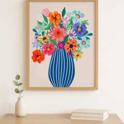 Bright Flowers in Vase Print - Maximalist Floral Wall Art Colorful Botanical Digital Download - thumbnail 3