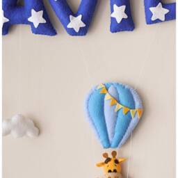 Felt Name Banner, Hot Air Balloon Nursery Decor, Personalized Baby Gift - thumbnail 2