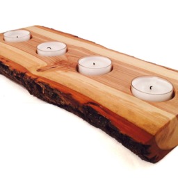 Half Log Tree Wood Candle Holder - Tealight Candleholder & Rustic Centerpiece - thumbnail 2
