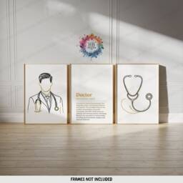Man Doctor Definition Prints - Set Of 3 - Doctors Office Decor Medical Student Boho Line Artwork Graduation Gifts Wall Art Poster - thumbnail 1