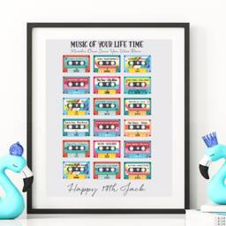 18Th Birthday Music Print - Retro Cassette Tape Wall Art - thumbnail 3