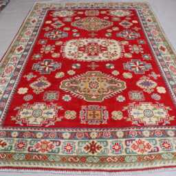 5x7 Ft Red Kazak Rug - Afghan Hand Knotted Veg Dyes Wool Geometric Oriental Area Home Decor Art Caucasian Rug Bedroom Carpet - thumbnail 3