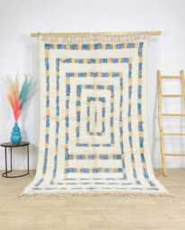 Hand Tufted Moroccan White Berber Rug, Authentic Beni Ourain Carpet, Large 9x12 Area Handwoven Wool Shag Rug With Abstract Lines - thumbnail 1
