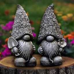 Nordic Gnome Couple Statue Scandinavian Garden Gnomes Concrete Fairy Figures Handmade Nordic Decor Cozy Yard Ornament Love Sculpture - thumbnail 1
