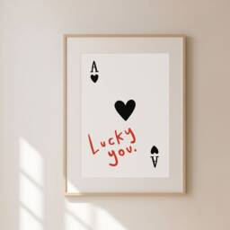 Lucky You Print, Ace Of Spades Playing Cards Poster, Quirky Wall Art, Bar Decor, Kitchen Aesthetic Unframed - thumbnail 2