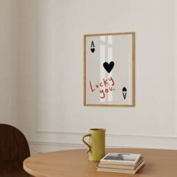 Lucky You Print, Ace Of Spades Playing Cards Poster, Quirky Wall Art, Bar Decor, Kitchen Aesthetic Unframed - thumbnail 3