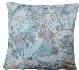 Matthew Williamson Fanfare Cushion Cover Light Blue Cotton Print - thumbnail 1