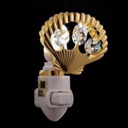 24K Gold Plated Sea Shell Handcrafted Luxury Night Light Decorated Swarovski Crystals Bedroom Bathroom Kids Room Kitchen Gift Premium Decor - thumbnail 2