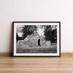 Authentic Trullo in Puglia, Black & White Print, Southern Italy, Italian House, Mediterranean, Trulli - Wall Decoration Art - thumbnail 2