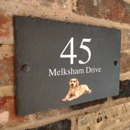 Rustic Slate Labrador House Sign Farmhouse Plaque Door Number - thumbnail 1