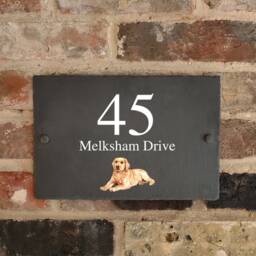 Rustic Slate Labrador House Sign Farmhouse Plaque Door Number - thumbnail 2