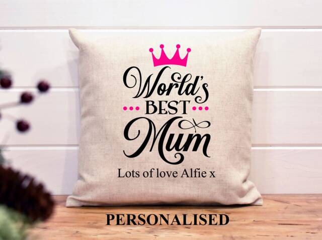 Personalised Worlds Best Mum Mummy Mom Mommy Cushion, Linen, Family, Custom, Gift, 40 X cm Luxury Cushion Free Delivery Nan Nanny - image 1