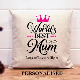 Personalised Worlds Best Mum Mummy Mom Mommy Cushion, Linen, Family, Custom, Gift, 40 X cm Luxury Cushion Free Delivery Nan Nanny - thumbnail 2