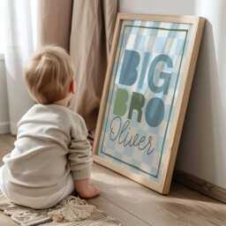 Set Of 3 Playroom Prints, Personalised Brother Sister Rainbow Sibling Wall Art, Colourful, Big Bro Lil Sis - thumbnail 2