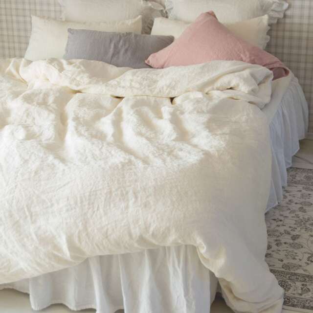 Eggshell Linen Duvet Cover Shabby Chic Organic Bedding - image 1