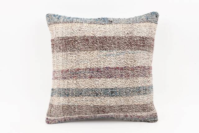 Vintage Turkish Kilim Pillow Cover Handwoven Wool, 18x18 - image 1