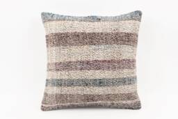 Vintage Turkish Kilim Pillow Cover Handwoven Wool, 18x18 - thumbnail 1