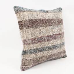 Vintage Turkish Kilim Pillow Cover Handwoven Wool, 18x18 - thumbnail 3