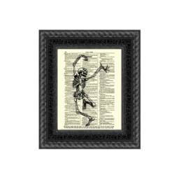 Dancing Skeleton Print, Happy R Home Decor, Spooky Fun, Dictionary Wall Mixed Media - thumbnail 3