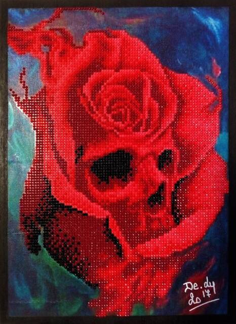 Painting Diamonds Diamond 3D 5 D Skull Rose Wood Canvas Embroidery Mosaic Rhinestone Home Decor Art Mural Gift Handmade - image 1