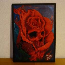 Painting Diamonds Diamond 3D 5 D Skull Rose Wood Canvas Embroidery Mosaic Rhinestone Home Decor Art Mural Gift Handmade - thumbnail 2