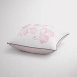 Baby Pink Linen Throw Pillow Screen Print, Metallic Trim - thumbnail 2