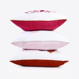 Baby Pink Linen Throw Pillow Screen Print, Metallic Trim - thumbnail 4