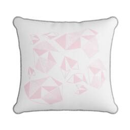 Baby Pink Linen Throw Pillow Screen Print, Metallic Trim - thumbnail 3