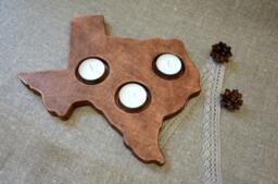 Wood Candle Holder in A Shape Of State Texas Patriotic Home Decor Rustic Tea Light Candleholder, Wedding Table