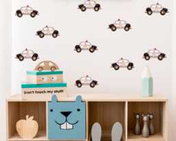 Watercolor Police Car Wall Decals - Kids Nursery Decor