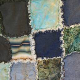 Denims & Greens Throw Size Rag Quilt - thumbnail 2