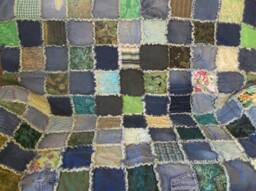 Denims & Greens Throw Size Rag Quilt - thumbnail 1