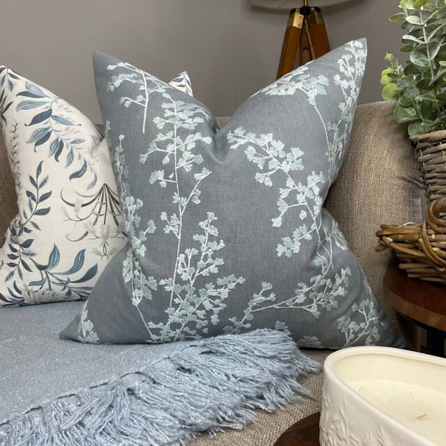 Floral Cushion Cover Embroidered Pillow Case, Decorative - Double Sided John Lewis & Partners Fabric, Farmhouse - image 1