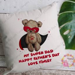 Teddy Cushion, Pillow, Fathers Day Gift, Superhero Cushion, Superhero, Bear - thumbnail 2