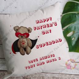 Teddy Cushion, Pillow, Fathers Day Gift, Superhero Cushion, Superhero, Bear - thumbnail 3